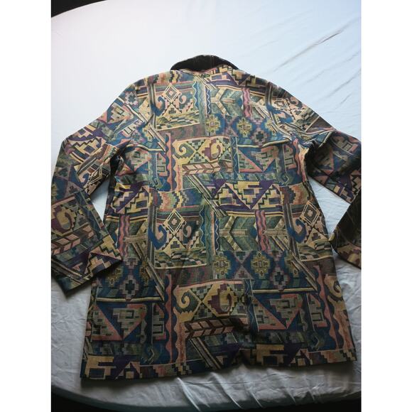 Vintage Fashion Formulas Tapestry Art to Wear Geometric Button Down Shirt Small - Picture 4 of 4